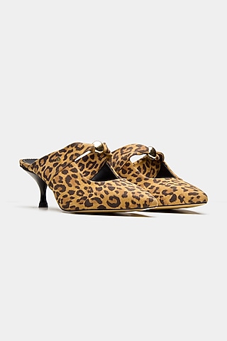 Multi-Colored Genuine Leather Leopard Printed Heels by Oroh