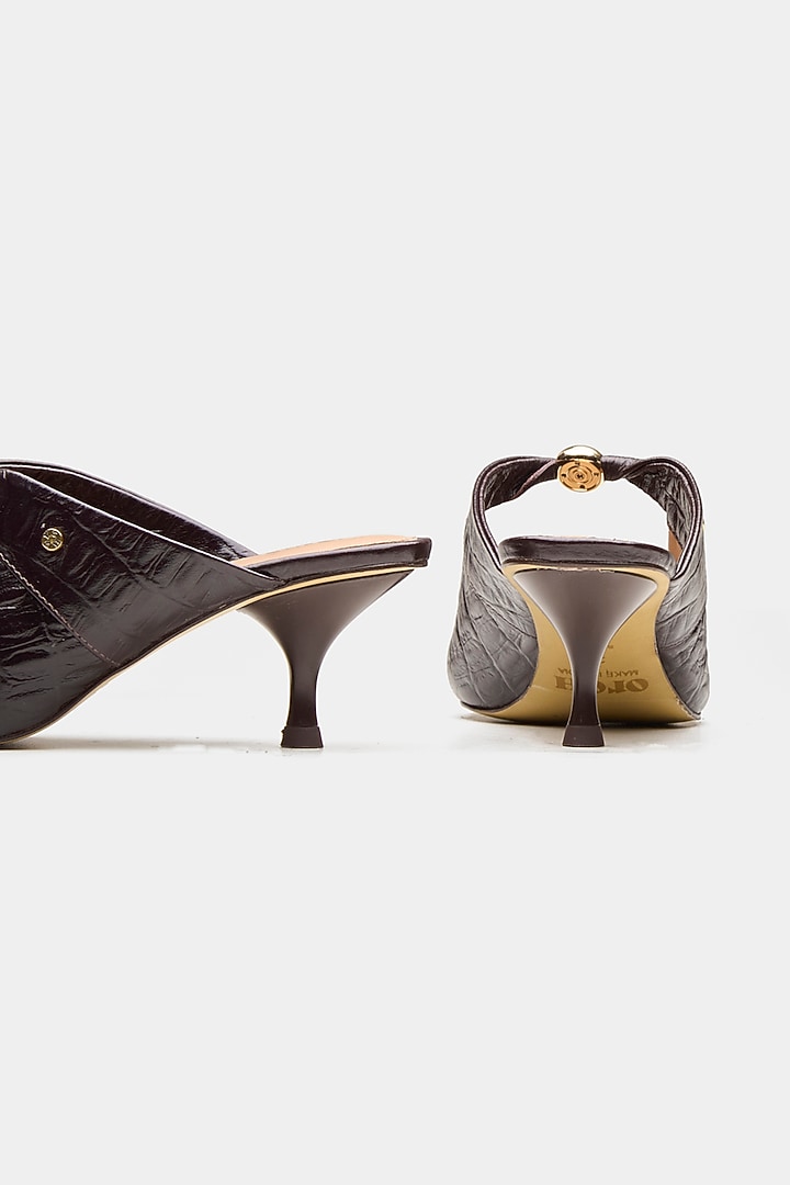 Brown Genuine Leather Leopard Printed Heels by Oroh at Pernia's Pop Up Shop