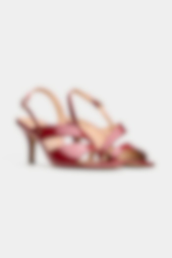 Red Genuine Leather Strappy Heels by Oroh at Pernia's Pop Up Shop