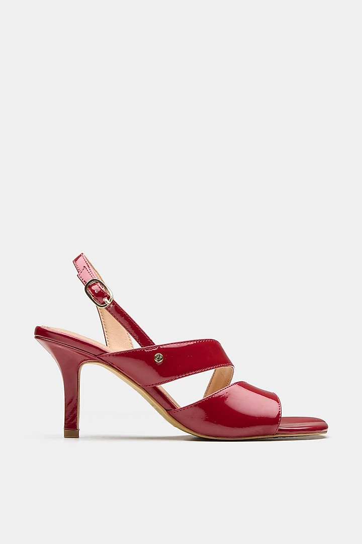 Red Genuine Leather Strappy Heels by Oroh at Pernia's Pop Up Shop