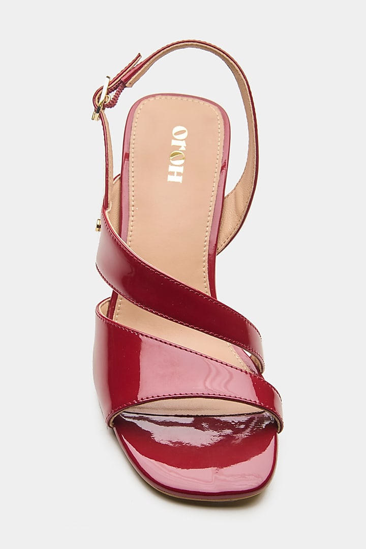 Red Genuine Leather Strappy Heels by Oroh at Pernia's Pop Up Shop