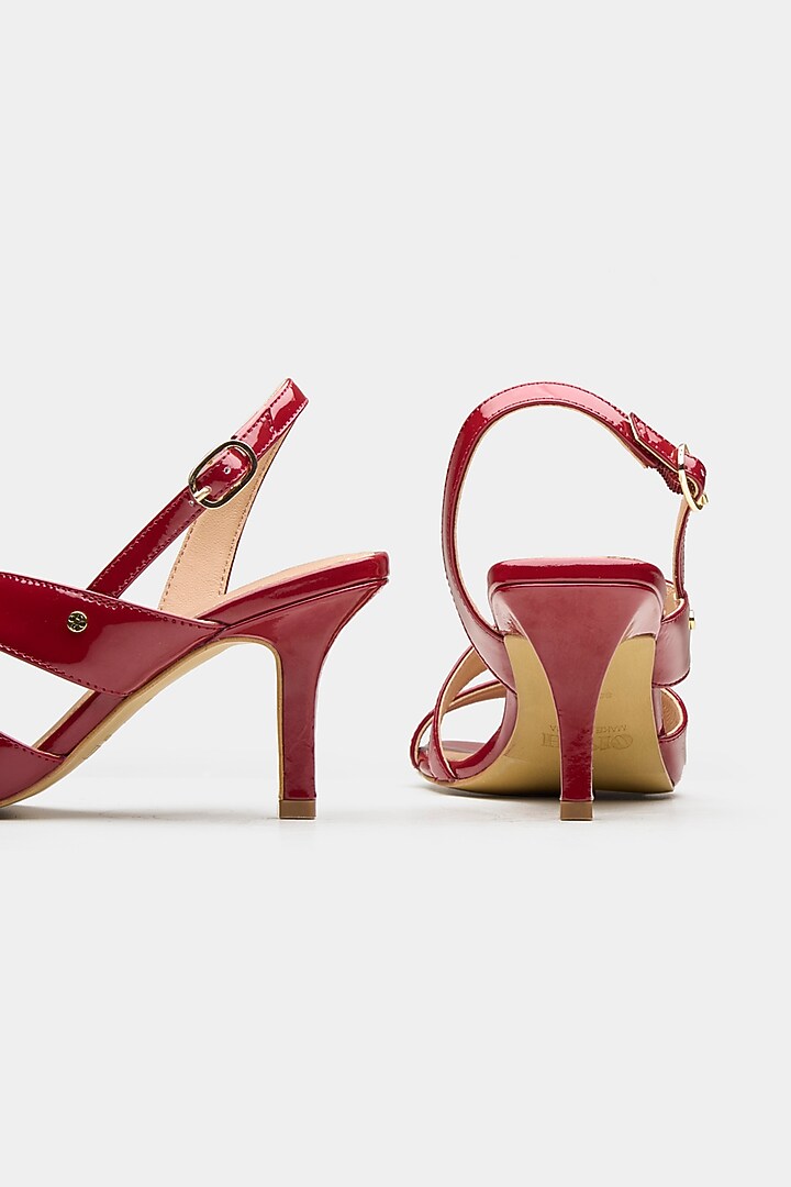 Red Genuine Leather Strappy Heels by Oroh at Pernia's Pop Up Shop
