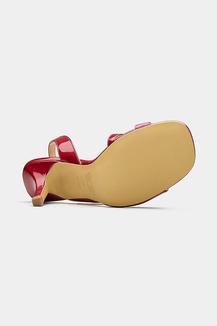 Red Genuine Leather Strappy Heels by Oroh at Pernia's Pop Up Shop