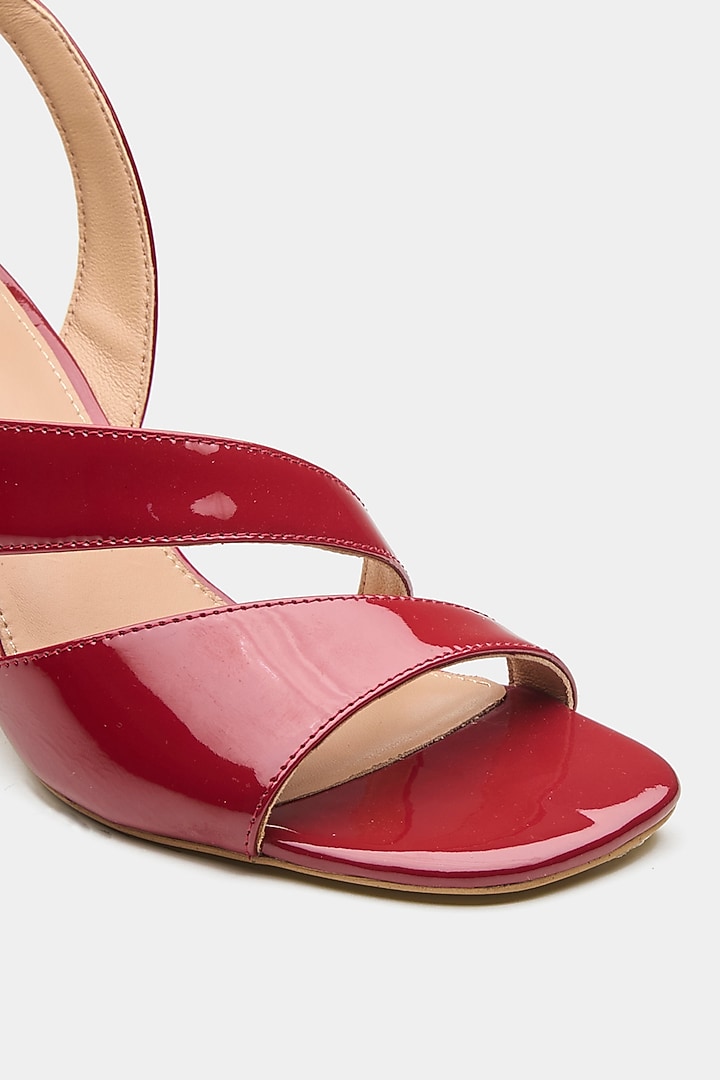 Red Genuine Leather Strappy Heels by Oroh at Pernia's Pop Up Shop