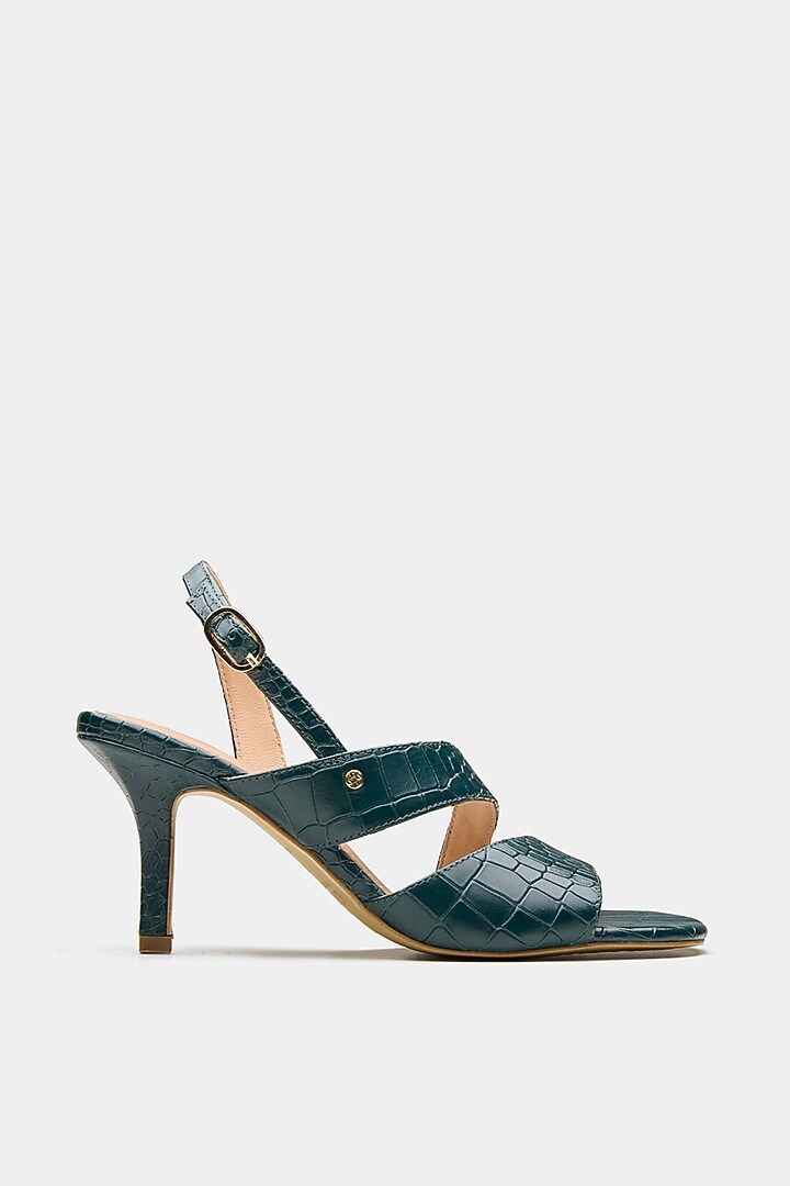 Green Genuine Leather Strappy Heels by Oroh at Pernia's Pop Up Shop