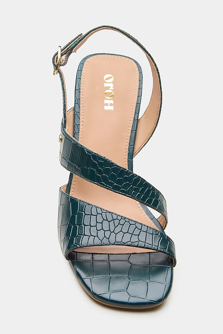 Green Genuine Leather Strappy Heels by Oroh at Pernia's Pop Up Shop