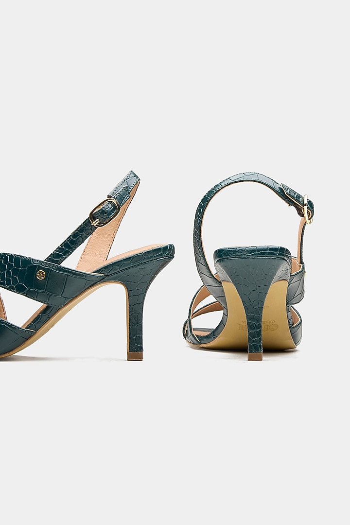 Green Genuine Leather Strappy Heels by Oroh at Pernia's Pop Up Shop