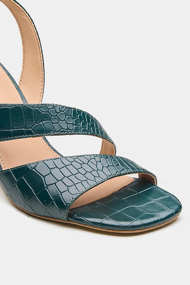 Green Genuine Leather Strappy Heels by Oroh at Pernia's Pop Up Shop