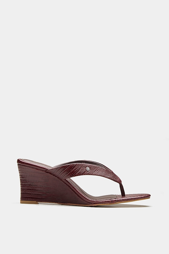 Maroon Genuine Leather Wedges by Oroh at Pernia's Pop Up Shop