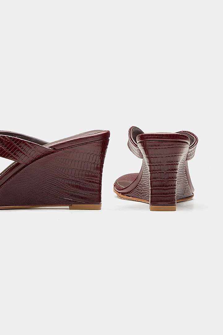 Maroon Genuine Leather Wedges by Oroh at Pernia's Pop Up Shop