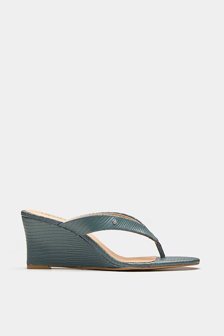 Green Genuine Leather Wedges by Oroh at Pernia's Pop Up Shop