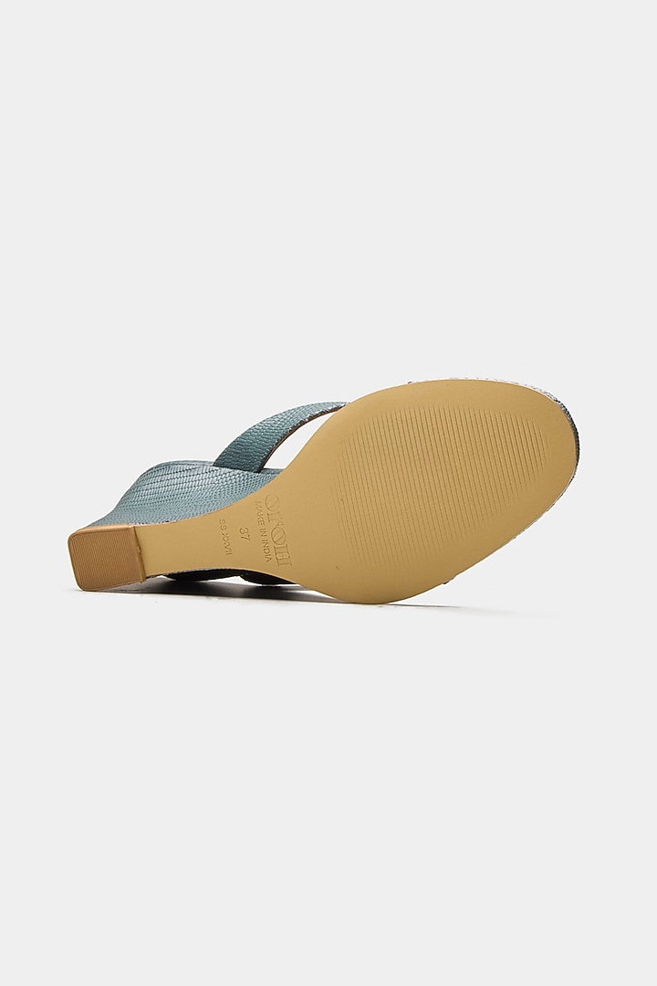 Green Genuine Leather Wedges by Oroh at Pernia's Pop Up Shop