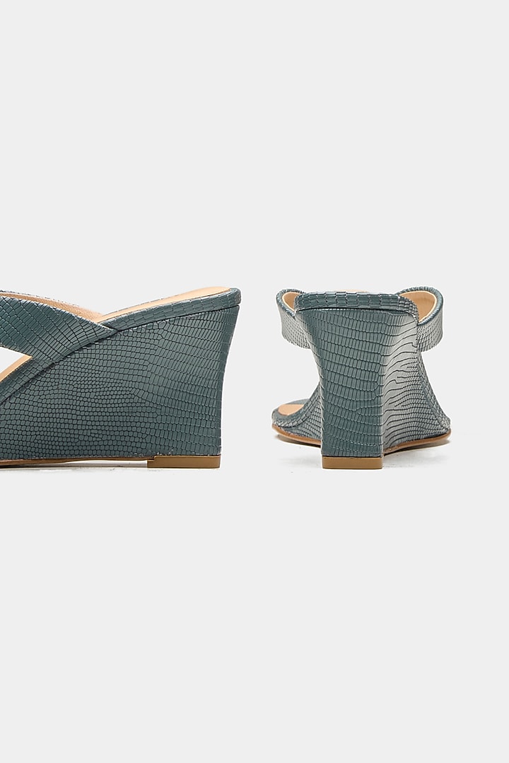 Green Genuine Leather Wedges by Oroh at Pernia's Pop Up Shop
