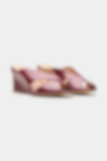 Maroon Genuine Leather Criss-Cross Wedges by Oroh at Pernia's Pop Up Shop