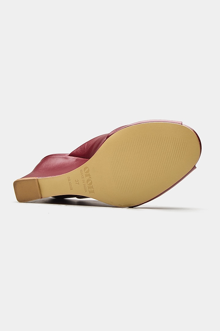 Maroon Genuine Leather Criss-Cross Wedges by Oroh at Pernia's Pop Up Shop