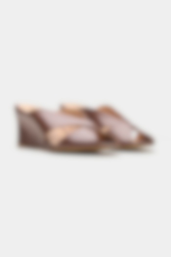 Brown Genuine Leather Criss-Cross Wedges by Oroh at Pernia's Pop Up Shop