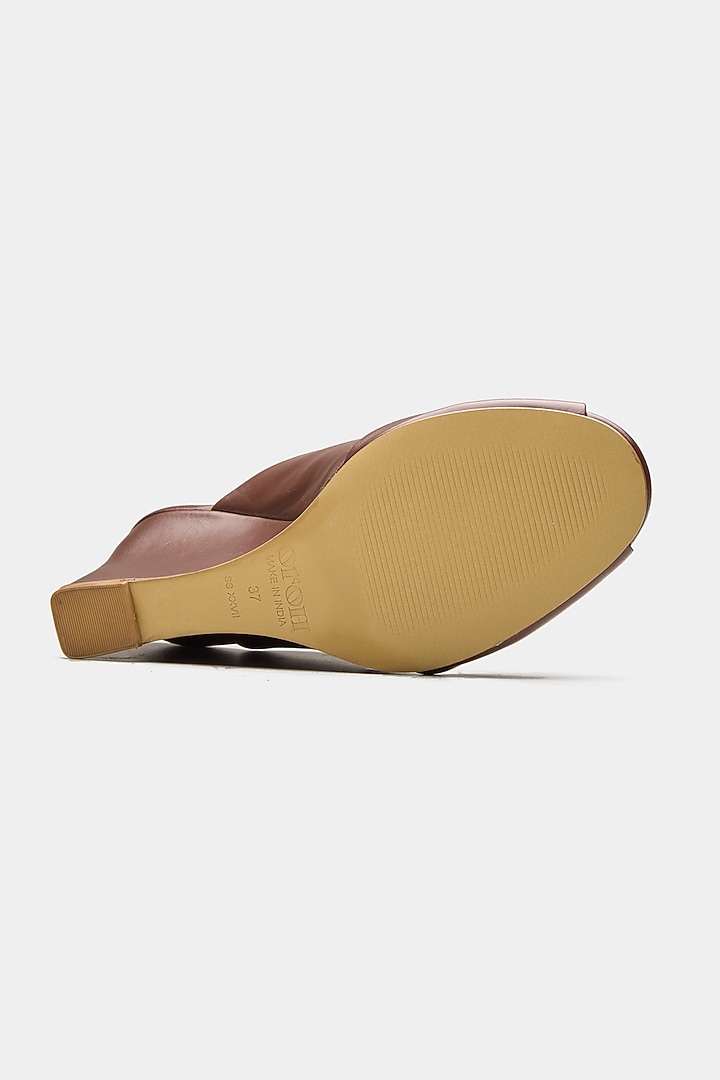 Brown Genuine Leather Criss-Cross Wedges by Oroh at Pernia's Pop Up Shop