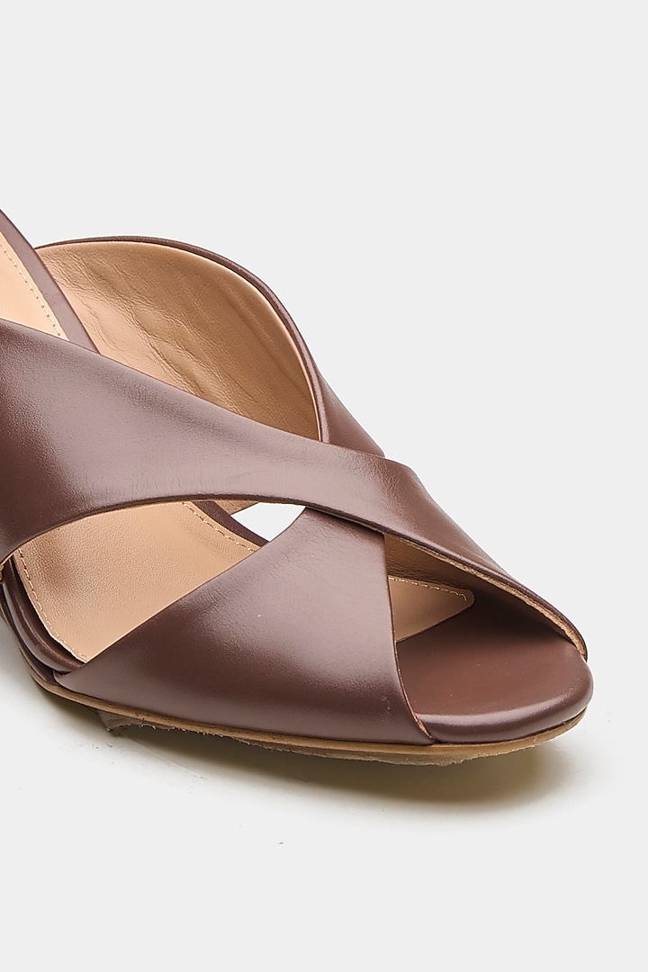 Brown Genuine Leather Criss-Cross Wedges by Oroh at Pernia's Pop Up Shop