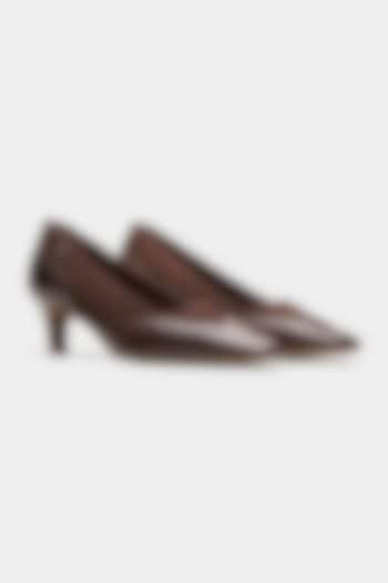 Brown Genuine Leather Pump Heels by Oroh at Pernia's Pop Up Shop
