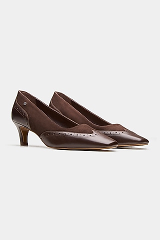 Brown Genuine Leather Pump Heels by Oroh