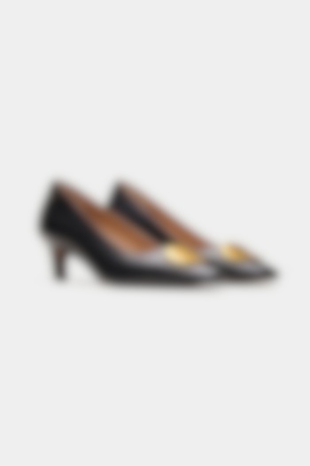 Black Genuine Leather Heels by Oroh at Pernia's Pop Up Shop