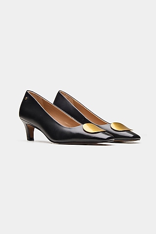 Black Genuine Leather Heels by Oroh