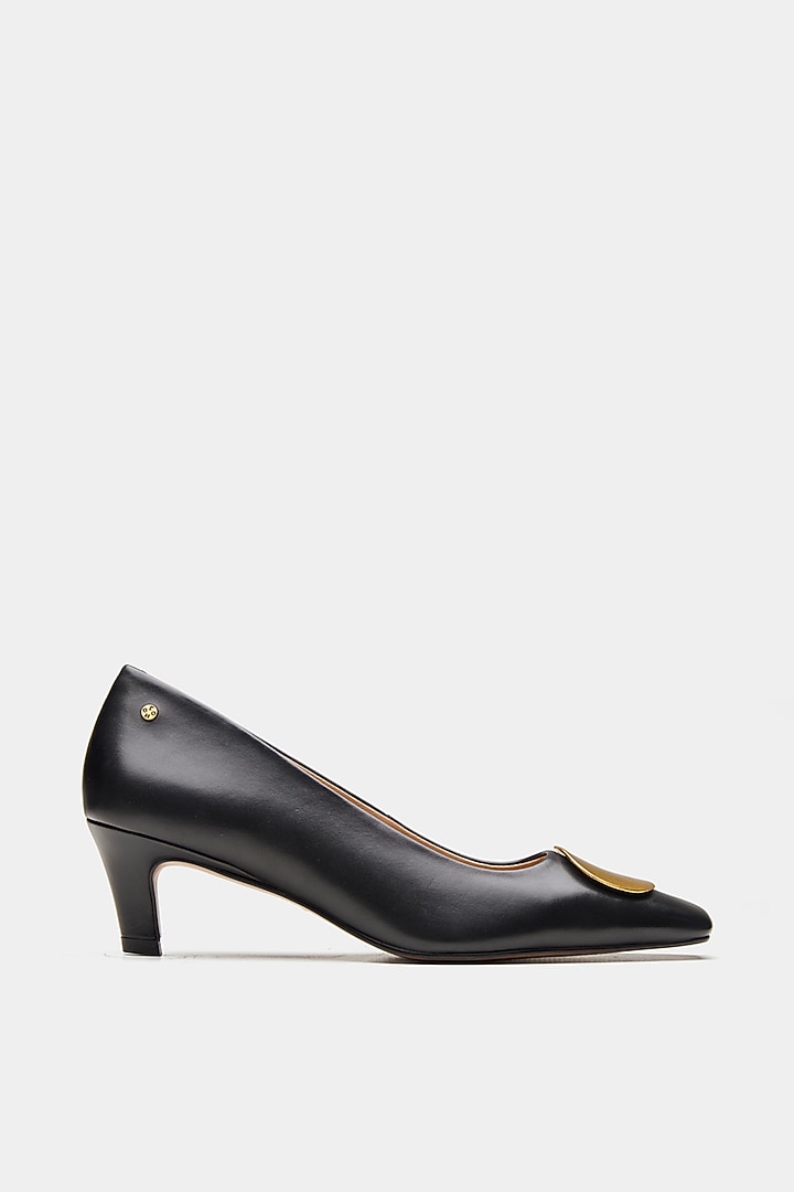 Black Genuine Leather Heels by Oroh at Pernia's Pop Up Shop