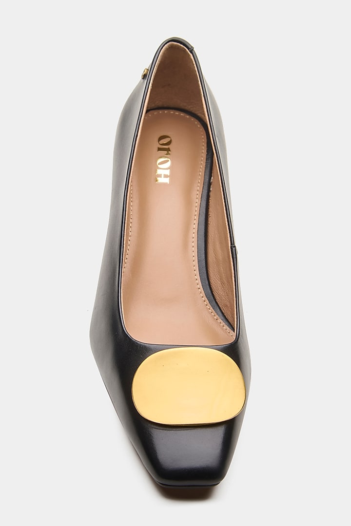 Black Genuine Leather Heels by Oroh at Pernia's Pop Up Shop