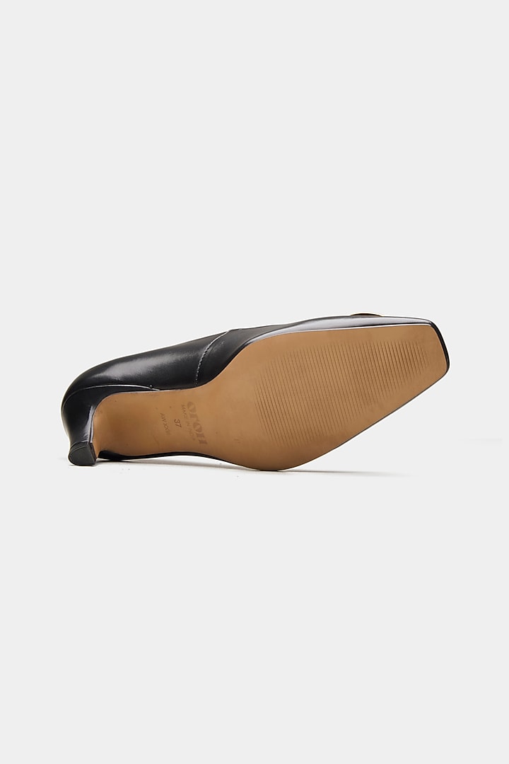 Black Genuine Leather Heels by Oroh at Pernia's Pop Up Shop