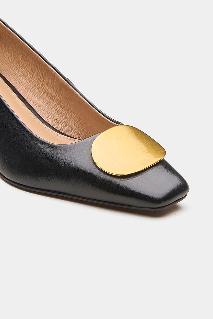 Black Genuine Leather Heels by Oroh at Pernia's Pop Up Shop