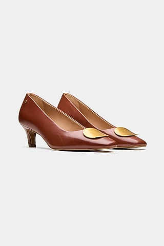 Tan Genuine Leather Heels by Oroh