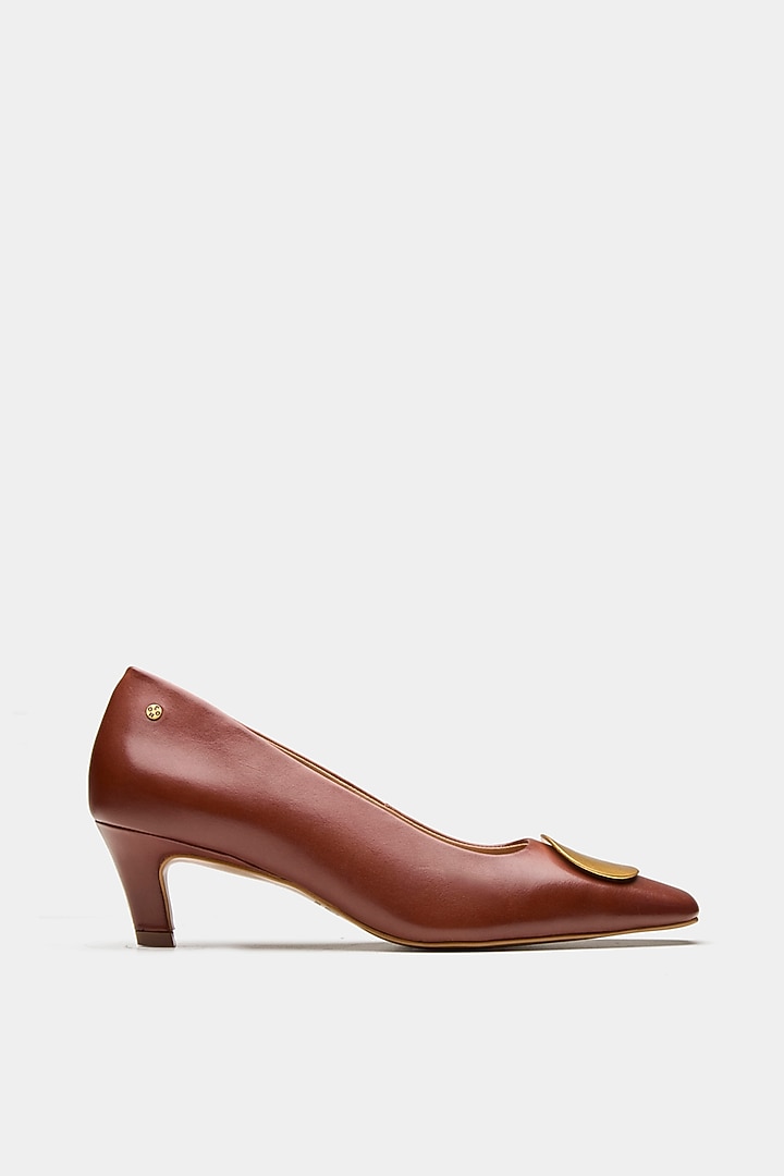 Tan Genuine Leather Heels by Oroh at Pernia's Pop Up Shop