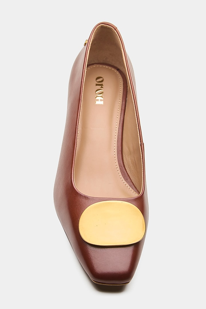 Tan Genuine Leather Heels by Oroh at Pernia's Pop Up Shop