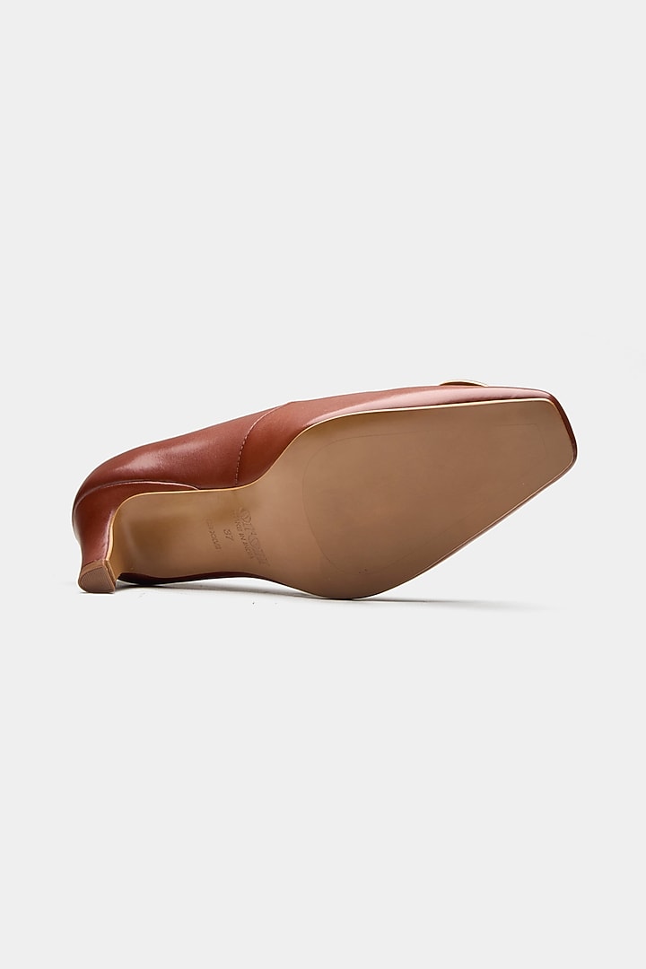 Tan Genuine Leather Heels by Oroh at Pernia's Pop Up Shop
