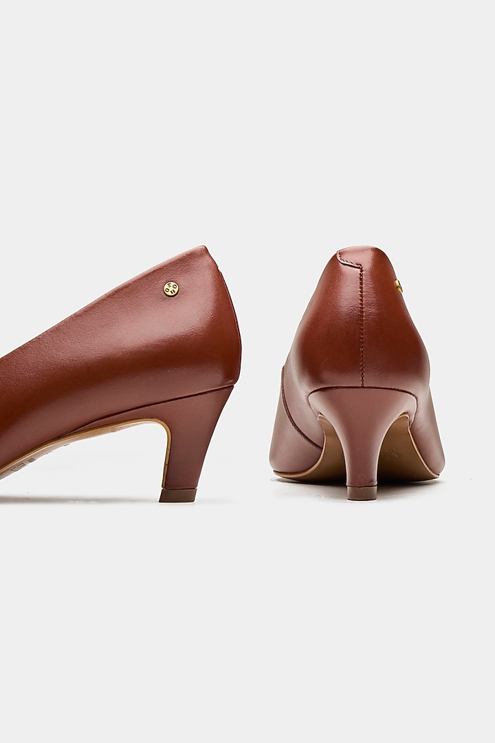 Tan Genuine Leather Heels by Oroh at Pernia's Pop Up Shop
