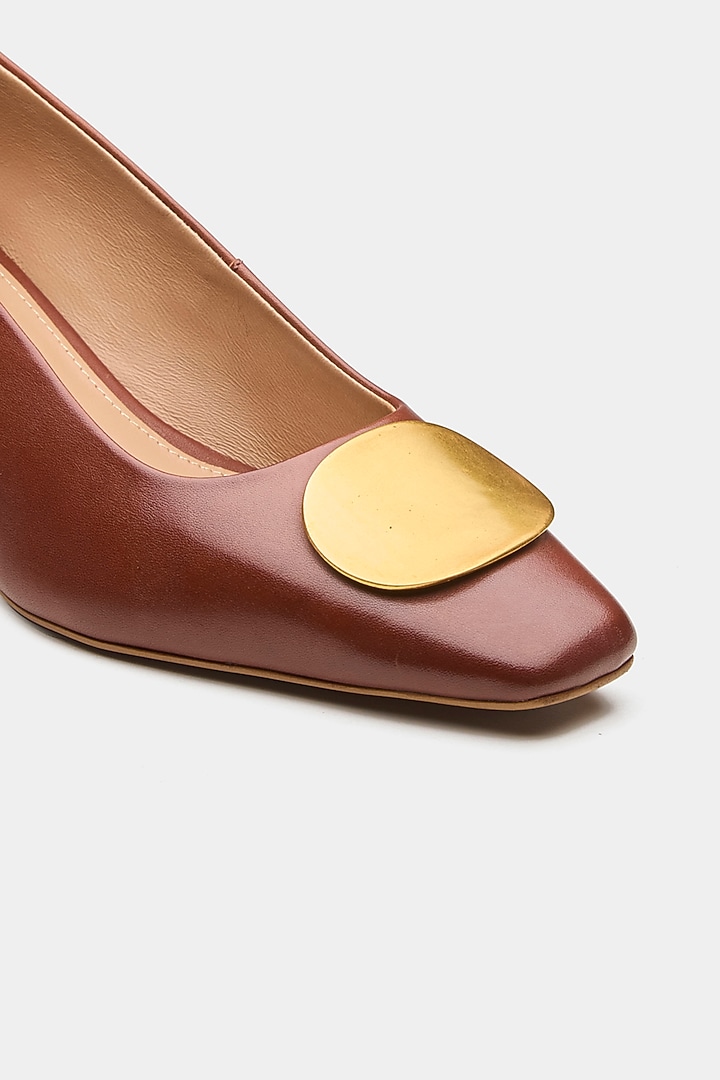 Tan Genuine Leather Heels by Oroh at Pernia's Pop Up Shop