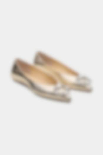 Gold Genuine Leather Flats by Oroh at Pernia's Pop Up Shop