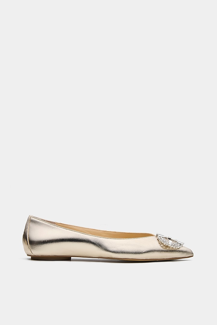 Gold Genuine Leather Flats by Oroh at Pernia's Pop Up Shop