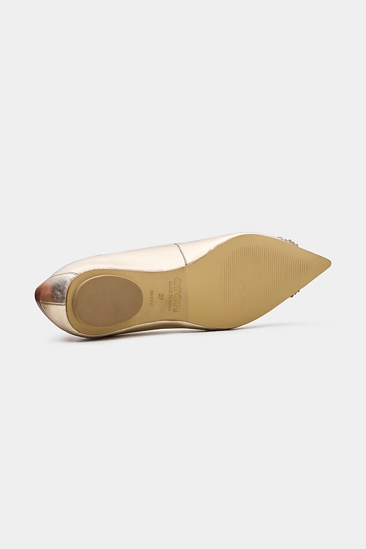 Gold Genuine Leather Flats by Oroh at Pernia's Pop Up Shop