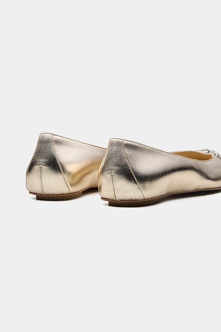 Gold Genuine Leather Flats by Oroh at Pernia's Pop Up Shop