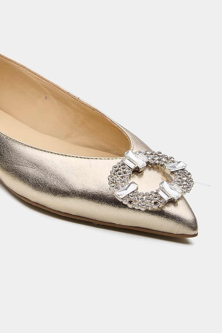 Gold Genuine Leather Flats by Oroh at Pernia's Pop Up Shop