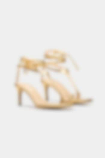 Gold Genuine Leather Strappy Heels by Oroh at Pernia's Pop Up Shop