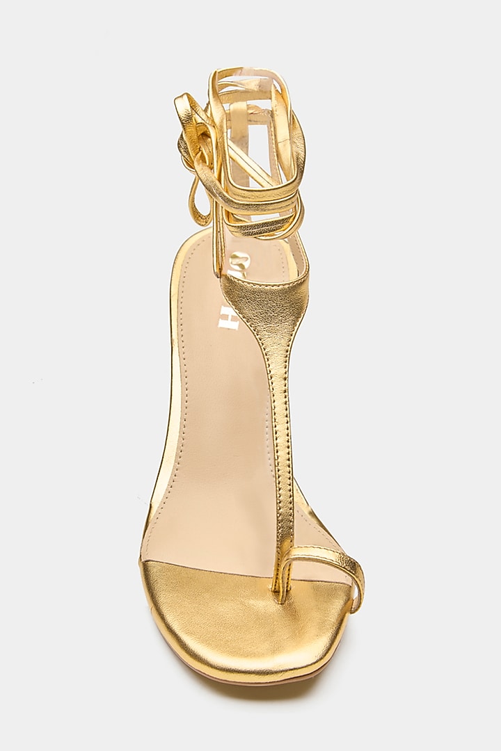 Gold Genuine Leather Strappy Heels by Oroh at Pernia's Pop Up Shop