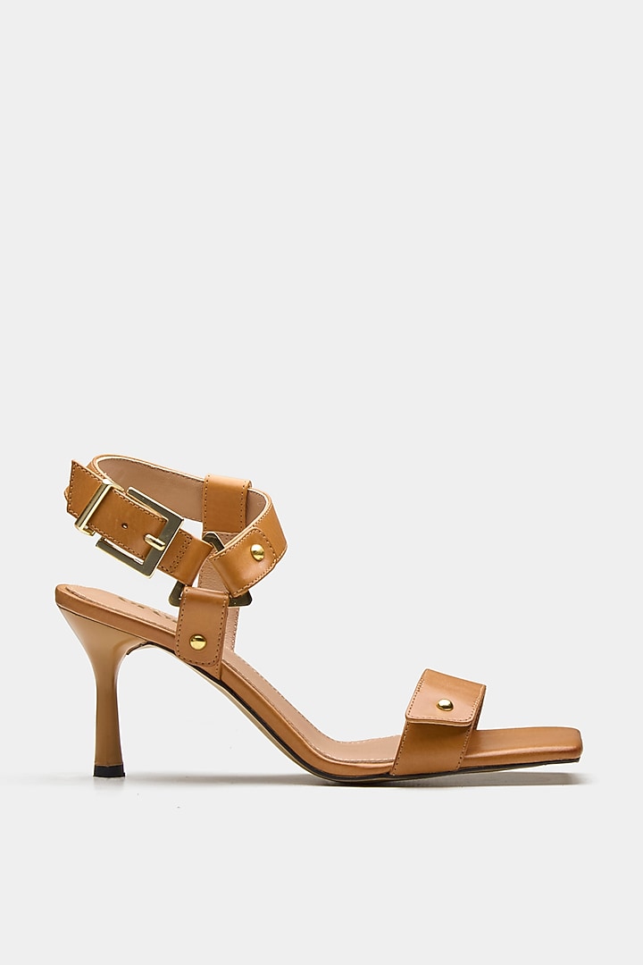 Tan Genuine Leather High Heels by Oroh at Pernia's Pop Up Shop