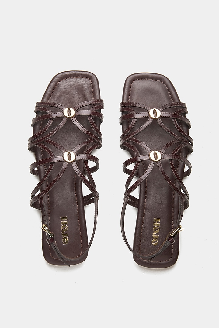 Brown Genuine Leather Flats by Oroh at Pernia's Pop Up Shop