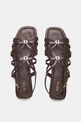 Brown Genuine Leather Flats by Oroh