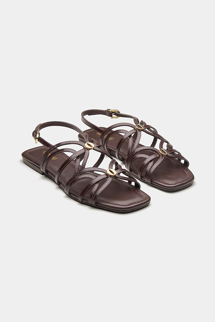 Brown Genuine Leather Flats by Oroh at Pernia's Pop Up Shop