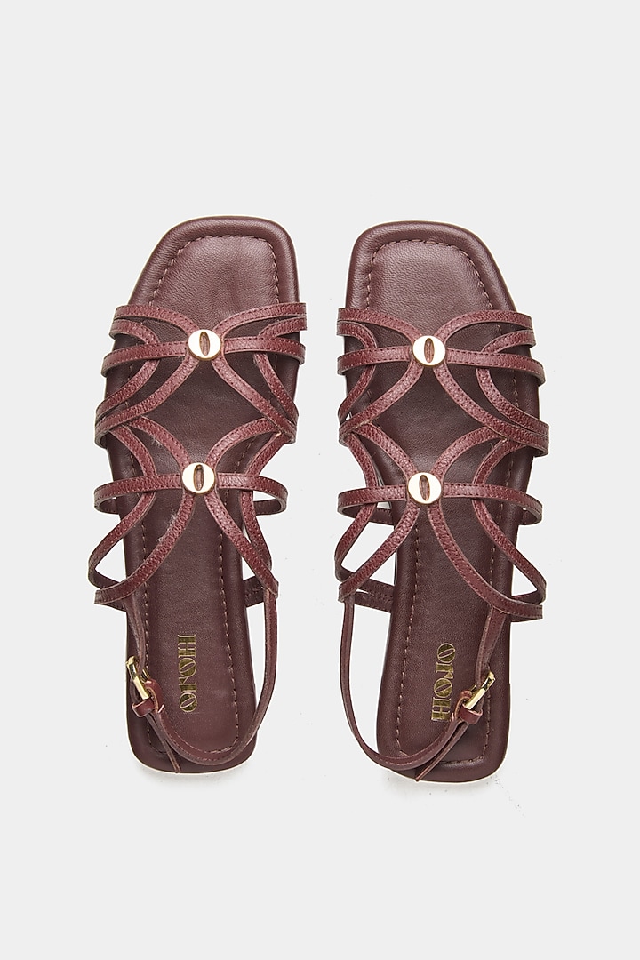 Maroon Genuine Leather Flats by Oroh at Pernia's Pop Up Shop
