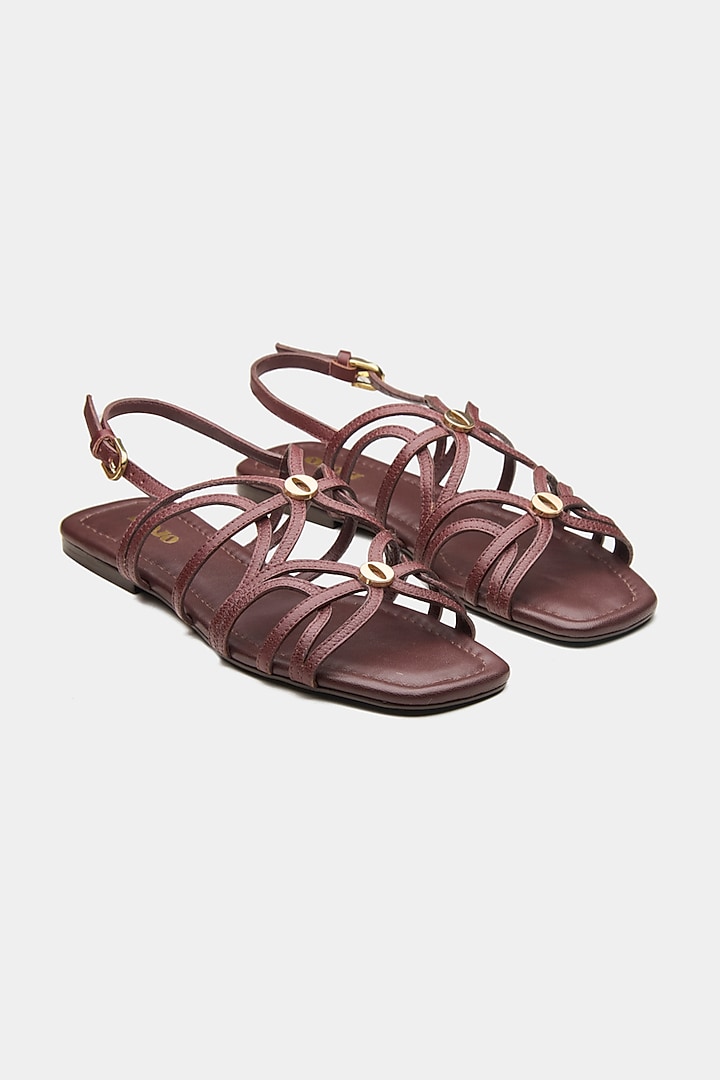 Maroon Genuine Leather Flats by Oroh at Pernia's Pop Up Shop