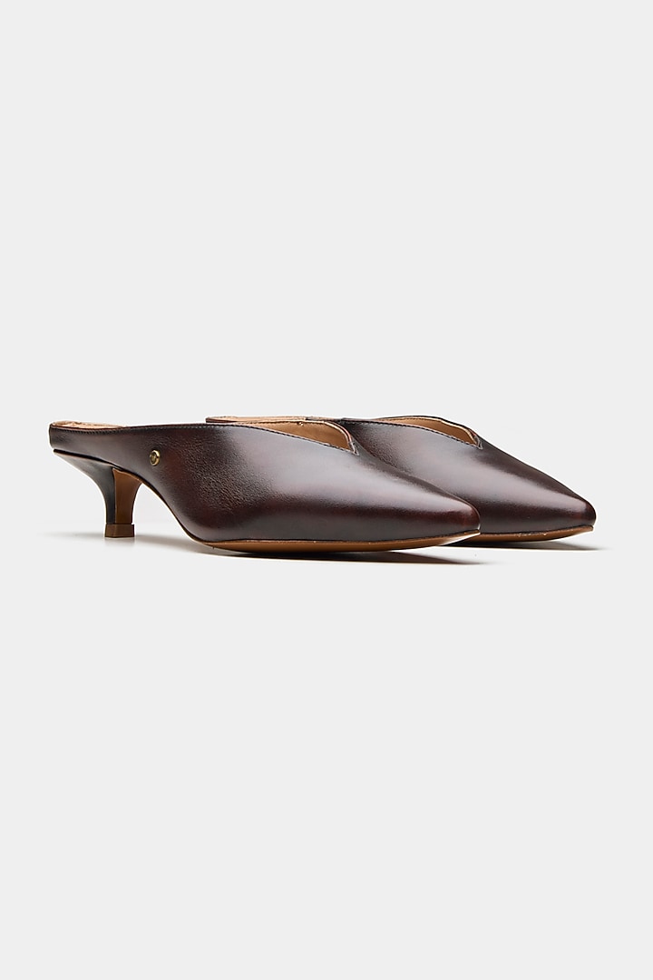 Brown Genuine Leather Kitten Heels by Oroh at Pernia's Pop Up Shop
